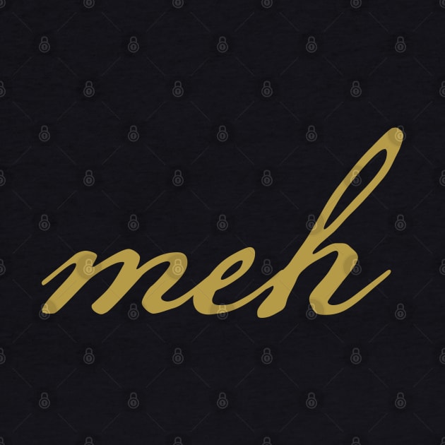 Meh Christmas Minimal Typography Gold Script by ellenhenryart